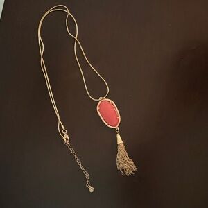 Elegant Gold and Red Pendant Necklace
